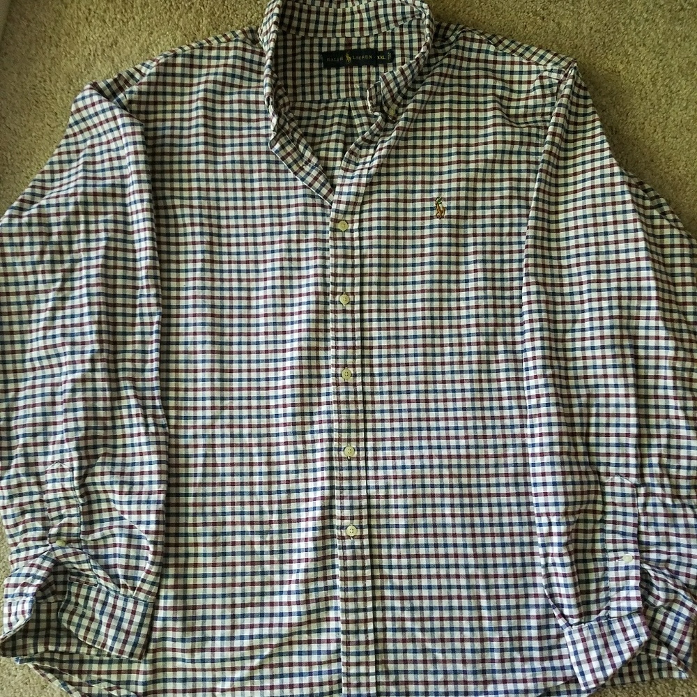 Men's Size XXL Polo Gingham Oxford